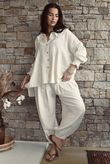 Annie Cushion Cotton Cuff Barrel Pant Panna Cotta